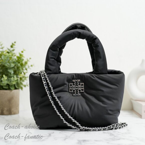 NWT Tory Burch Britten Puffy Nylon Mini Tote Crossbody in Black - Picture 1 of 8